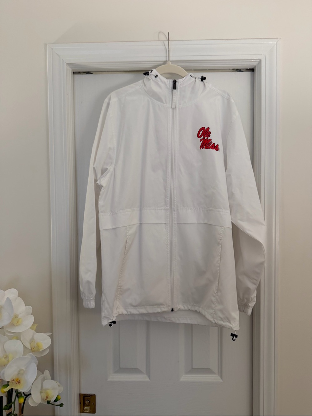 Champion Ole Miss White Lightweight Hooded Windbreaker Jacket